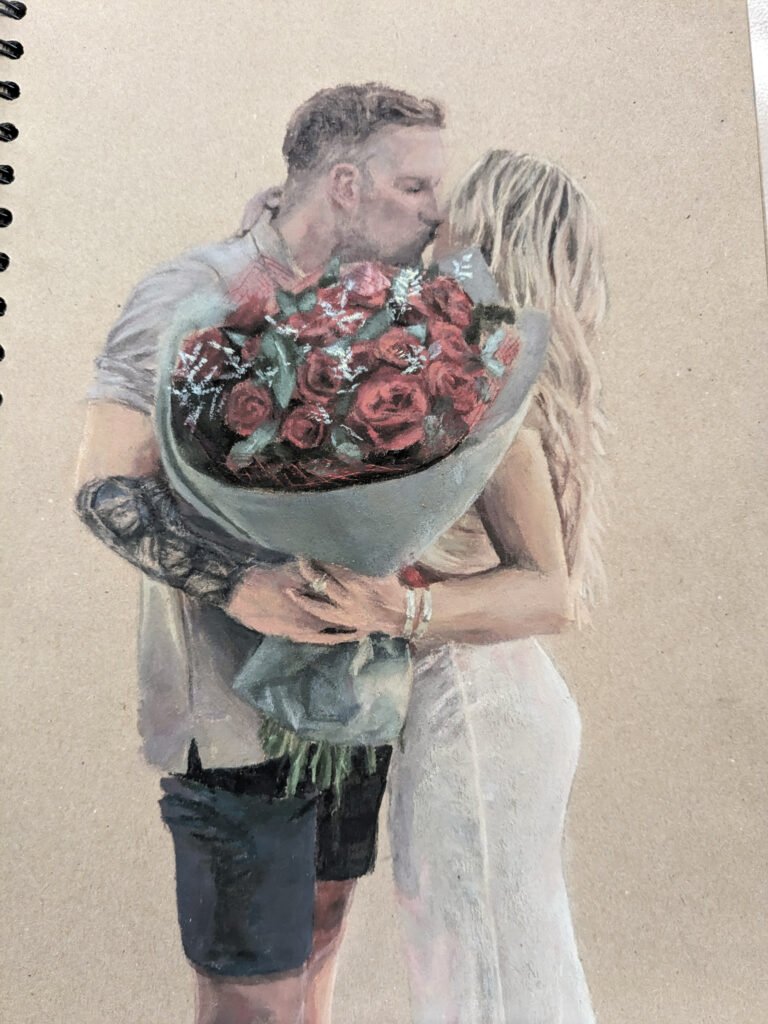 Acrylic Couple with flowers