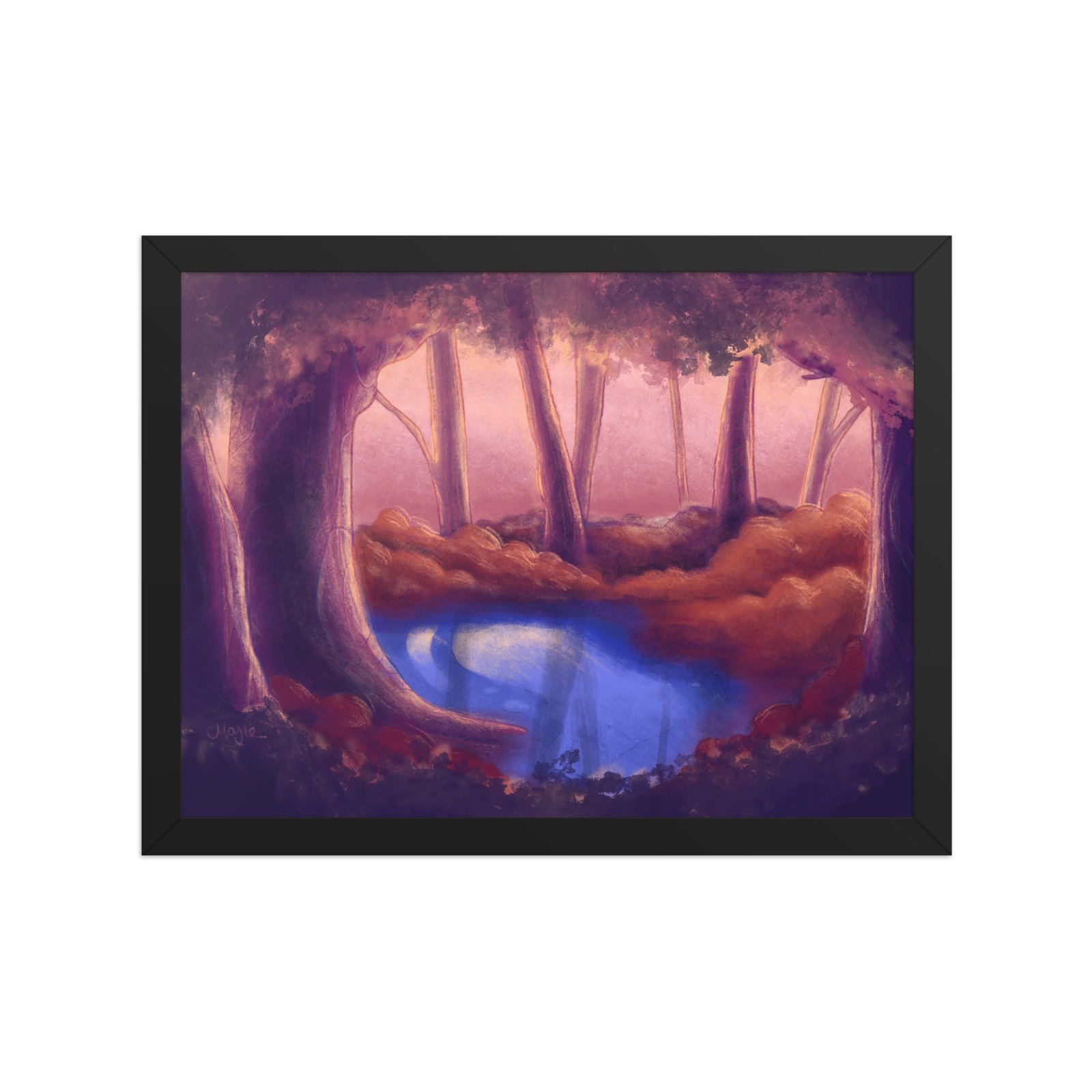 Digital Autumn Forest Framed Poster (in)