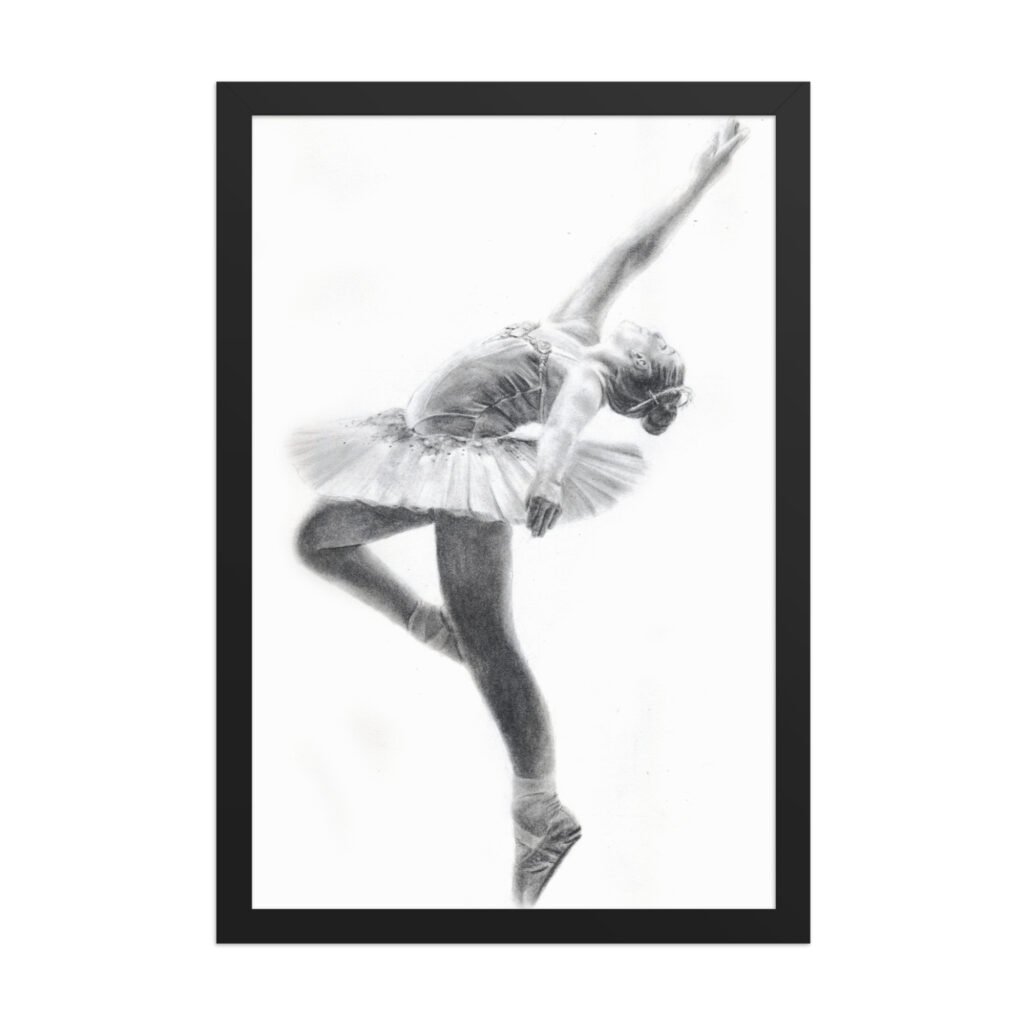 Graphite Ballerina Framed Poster (in)