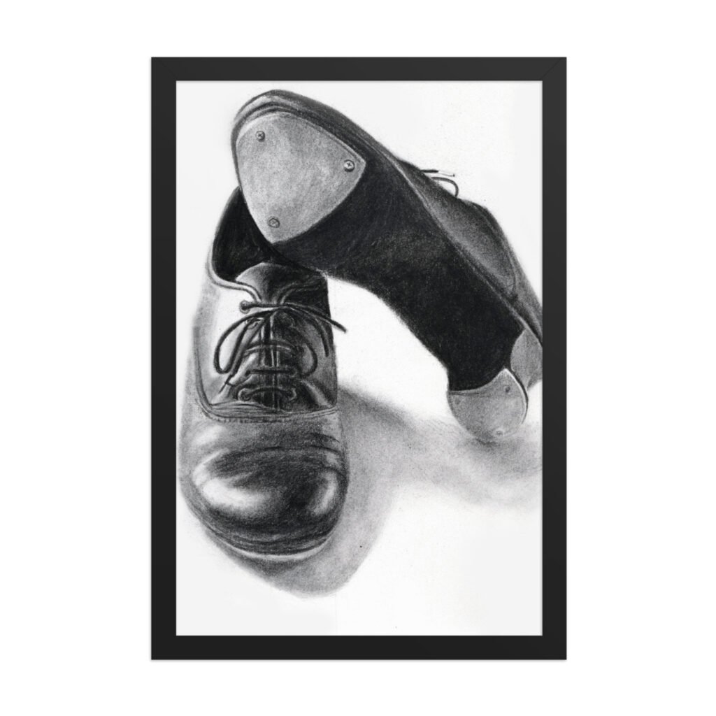 Charcoal Tap Shoes Framed Poster (in)
