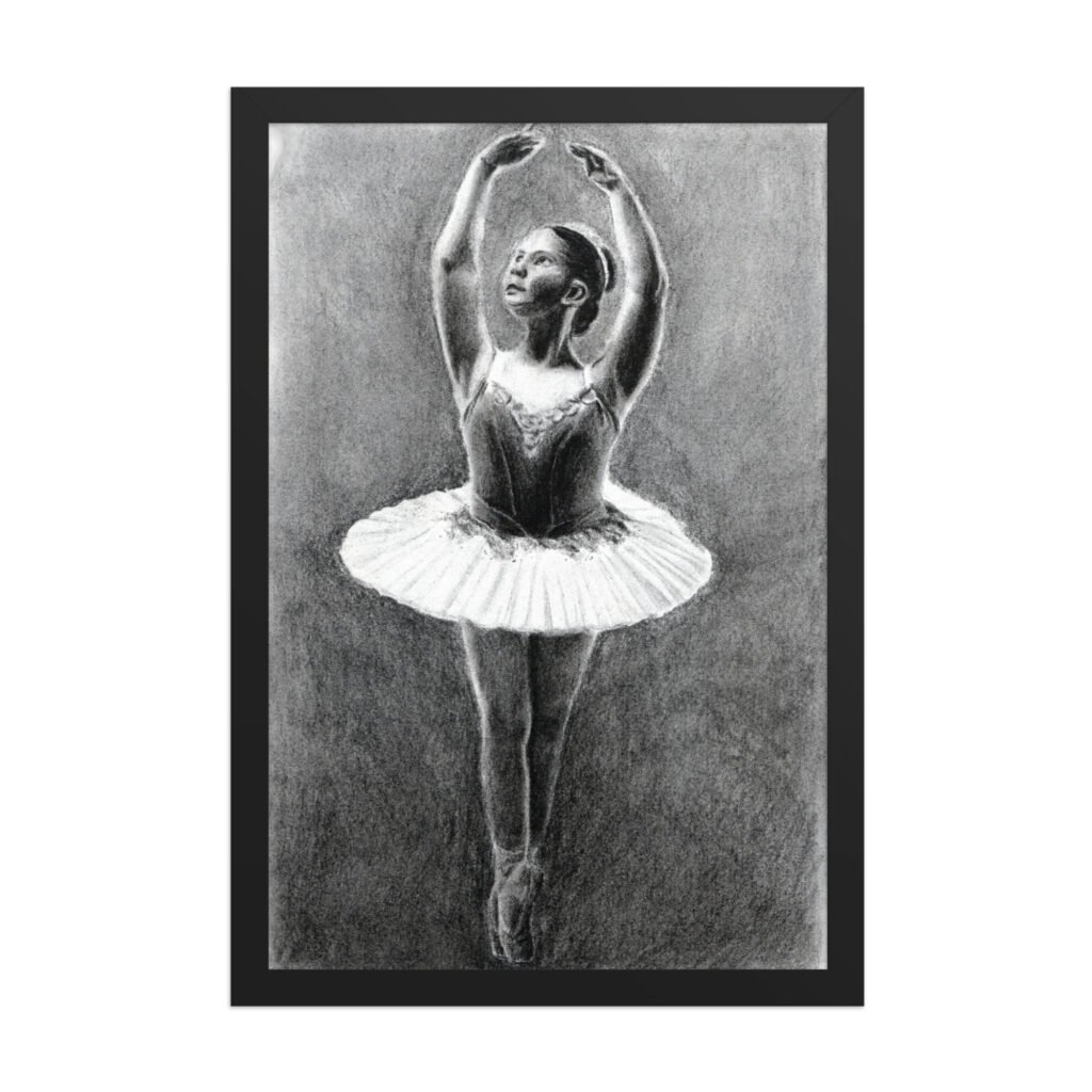 Charcoal Ballerina Framed Poster (in)
