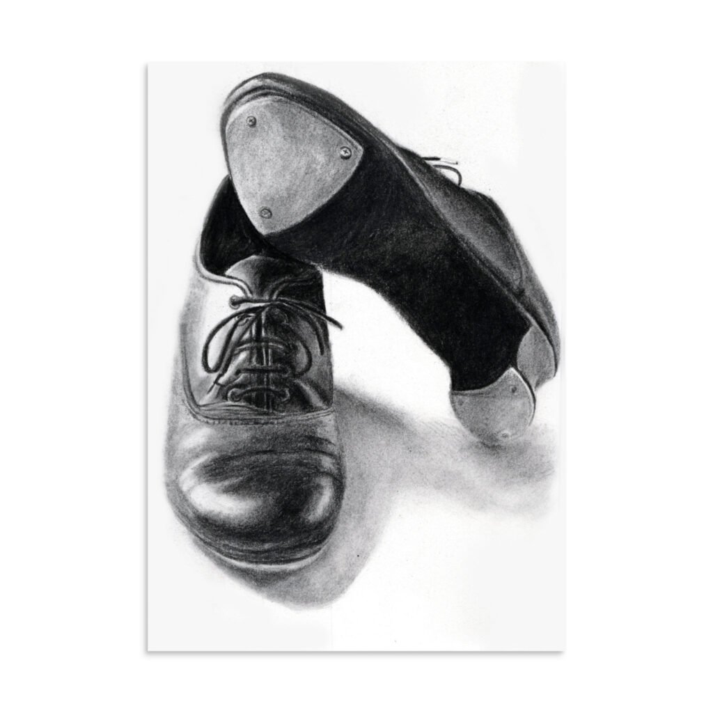 Charcoal Tap Shoes Poster (in)